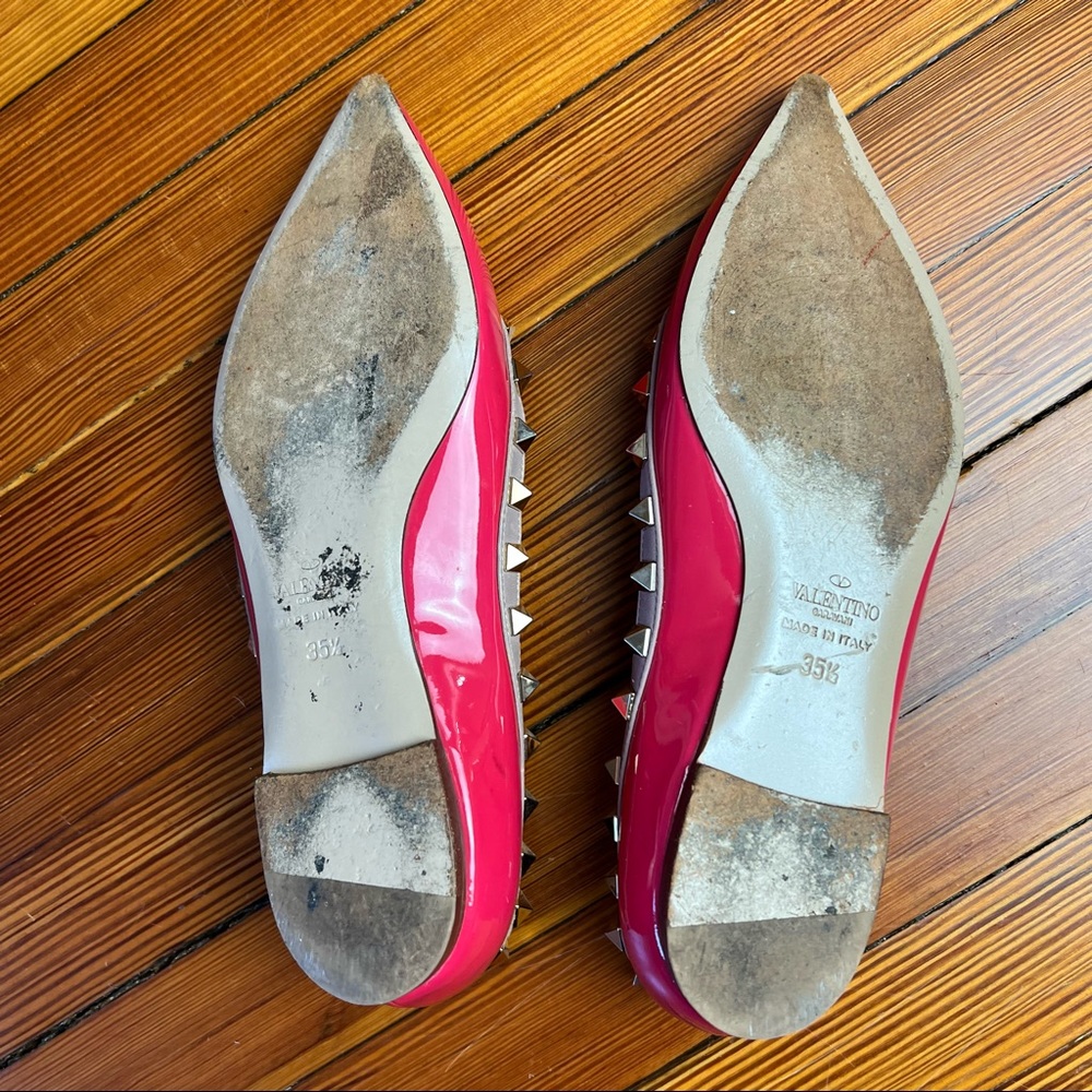 VALENTNO GARAVNI  Patent Leather Rock Stud Ballet Flats - Picture 10 of 17